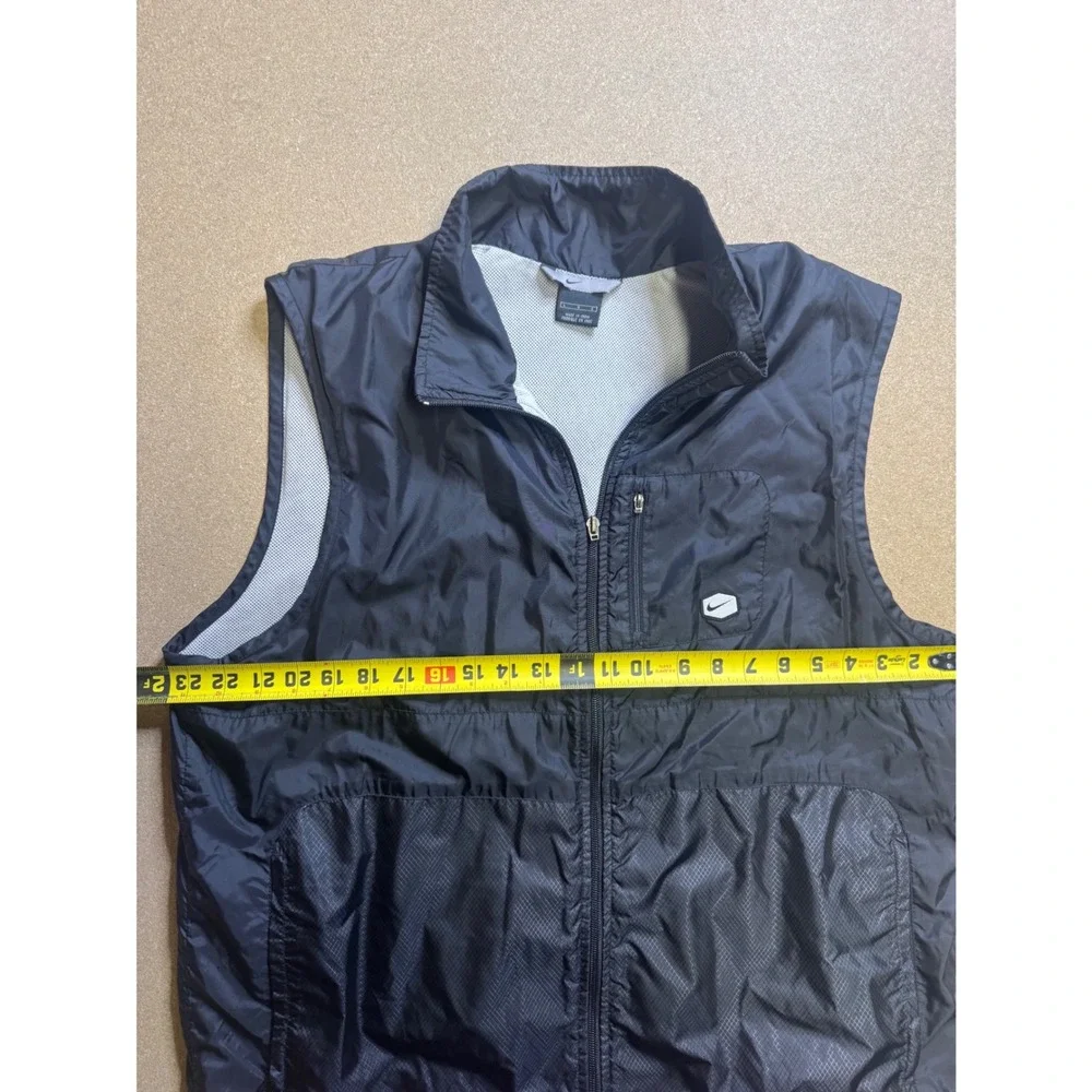 Nike Mens Black Full Zip‎ Windbreaker Vest Mesh Lined Large Y2k vtg